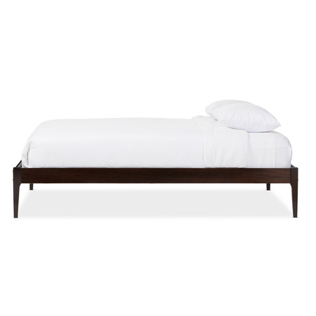 Baxton Studio Bentley Cappuccino Finishing Solid Wood Queen Size Bed Frame 125-6923